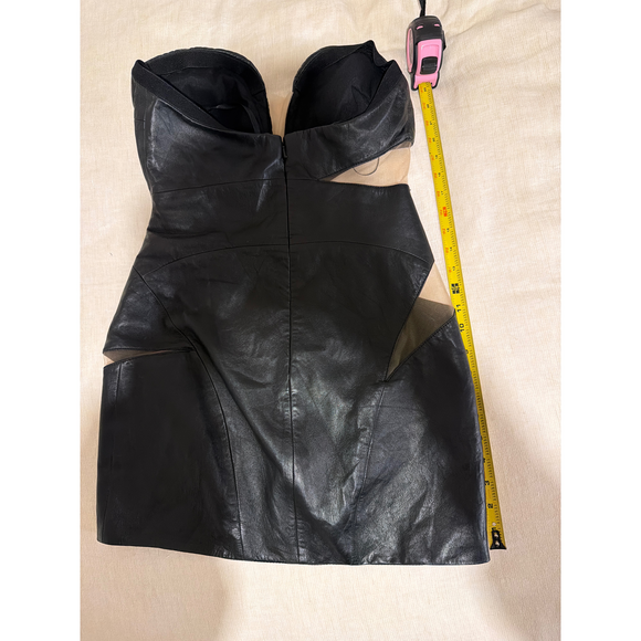 LaMarque Garbina Leather Mini Dress in Black - Picture 7 of 9